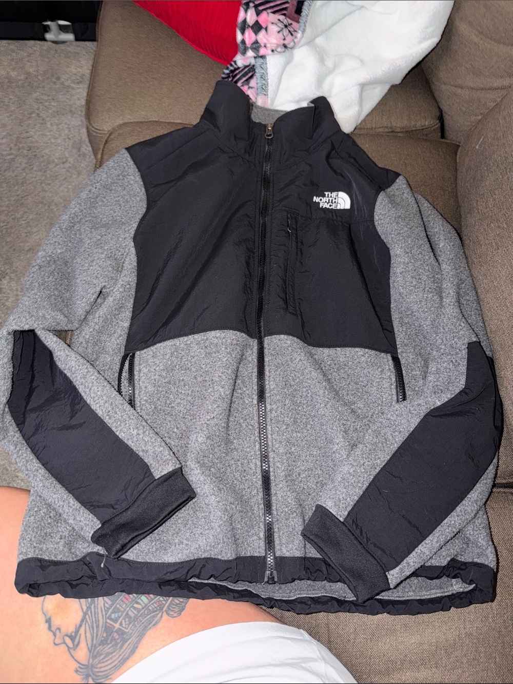The North Face Gray and Black Denali Jacket
